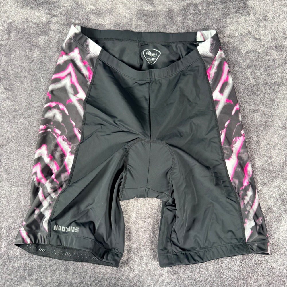 Nooyme Womens Cycling Shorts Black Pink Zig Zag Print Size 3XL Chamois Padded